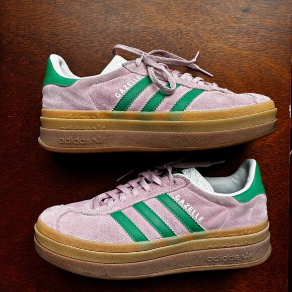 Adidas Originals Gazelle Bold in True Pink / Green / Cloud White - Picture 7 of 8